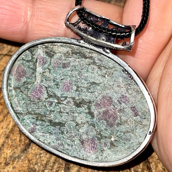 Deep Green Ruby Fuchsite Pendant 1 1/2”x 1 1/2” - Picture 10 of 15